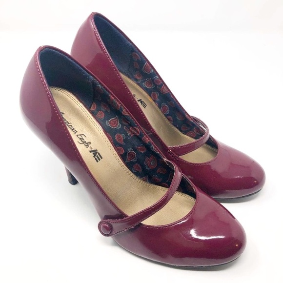 American Eagle Outfitters Shoes - Burgundy American Eagle Heels Mary Jane Pumps